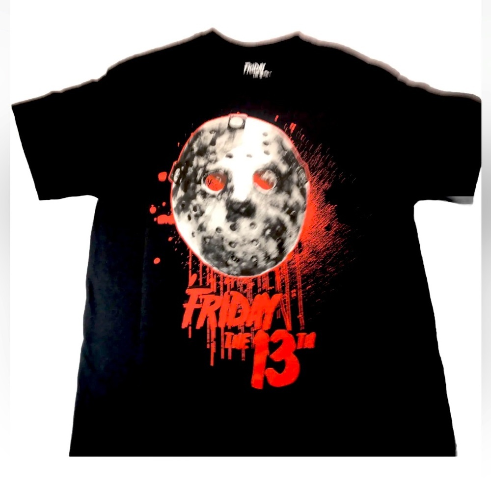 New Men’s Black Jason Friday The 13th Hockey Mask T-Shirt Halloween Size Medium